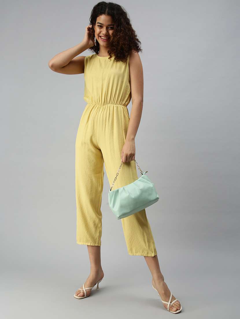 round neck solid jumpsuit