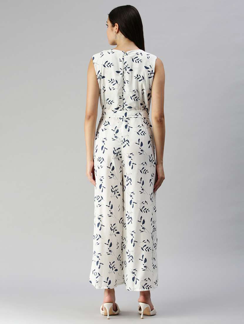 tie front printed full leg jumpsuit - 18336961 -  Standard Image - 2