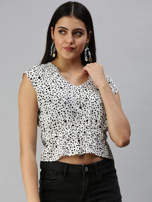 women's crop v neck top - 18337133 - Standard Image - 0