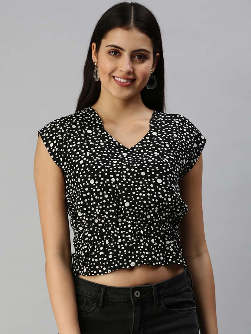 women's crop v neck top