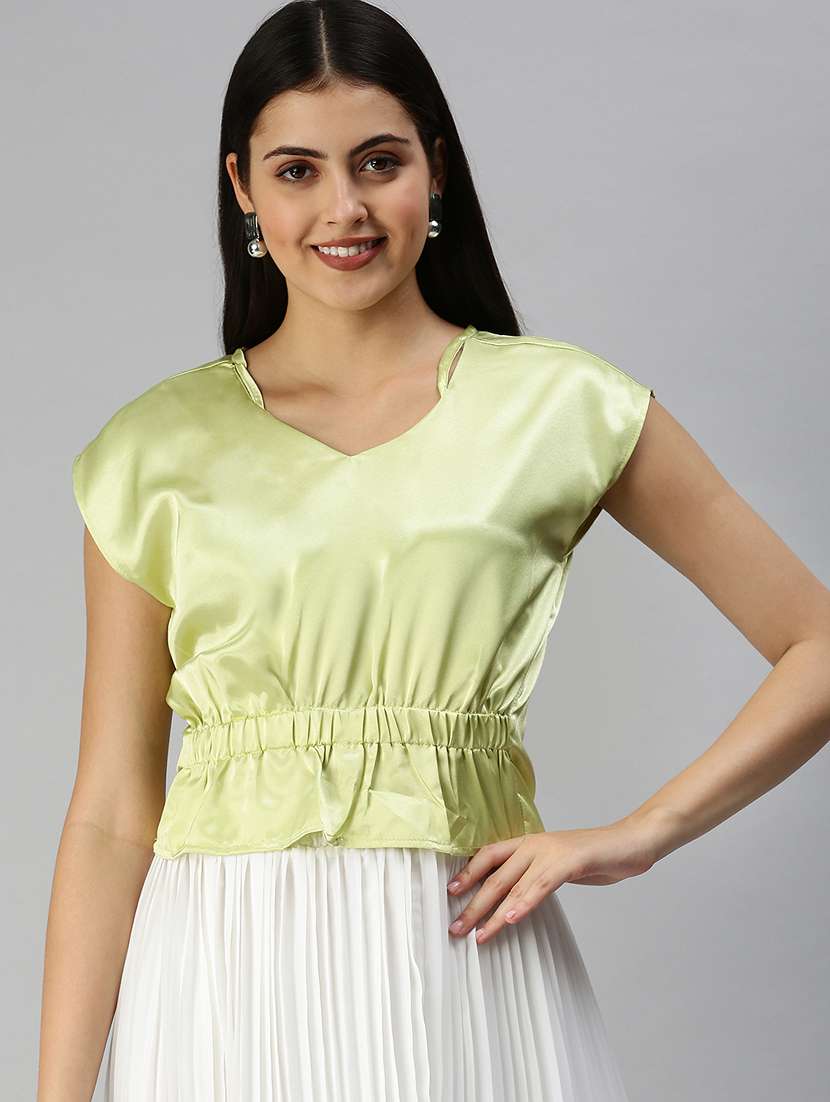 women's peplum v neck top