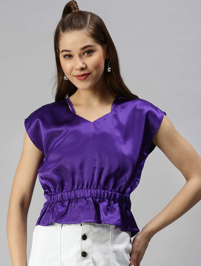 women's blouson v neck top