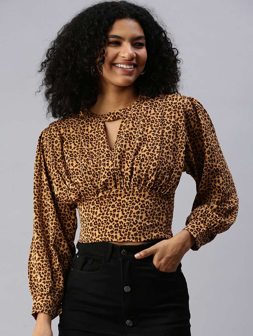 women's blouson key hole neck top - 18337170 -  Zoom Image - 0