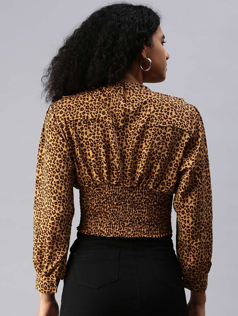 women's blouson key hole neck top - 18337170 - Standard Image - 2