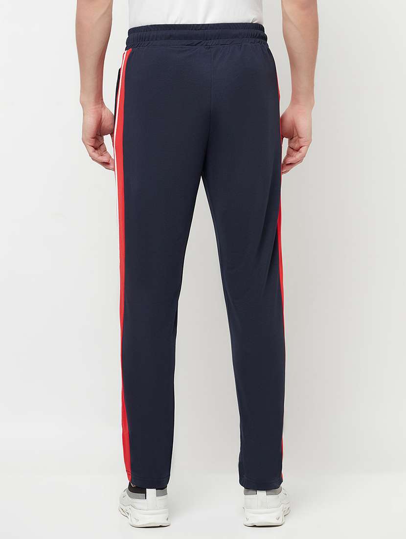 navy blue color-blocked full length track pant - 18337216 -  Standard Image - 2