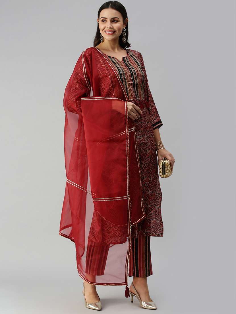 women printed kurta pant set with dupatta - 18338300 -  Zoom Image - 0
