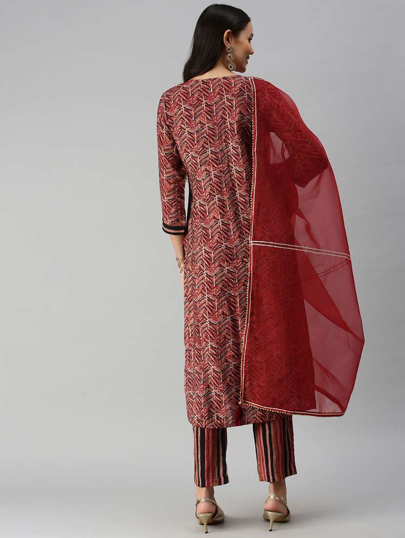 women printed kurta pant set with dupatta - 18338300 -  Standard Image - 2