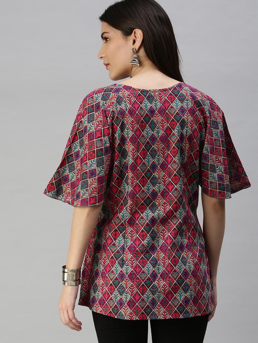 multi colored printed straight kurti - 18338331 - Standard Image - 2