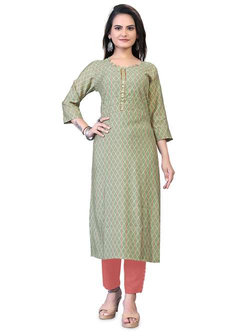 peach printed straight kurta - 18338461 -  Standard Image - 0