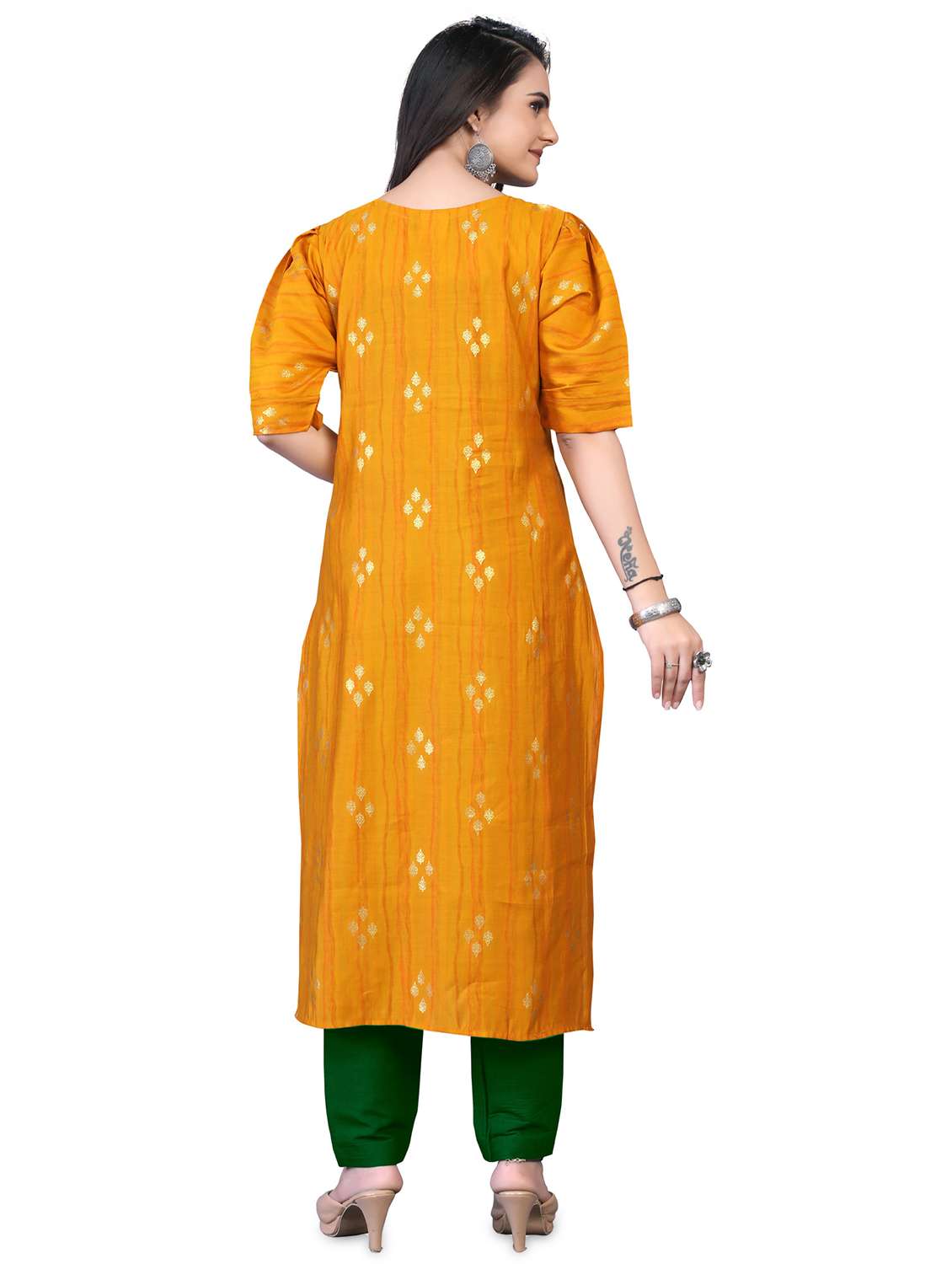 mustard printed straight kurta - 18338462 -  Standard Image - 2
