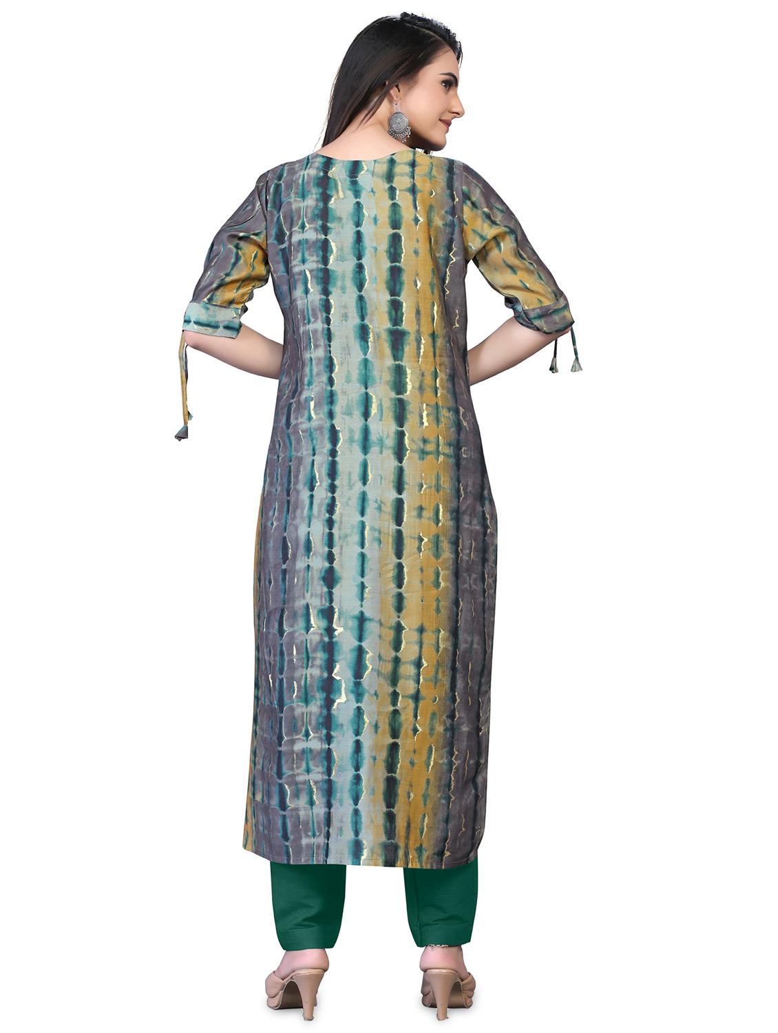 grey printed straight kurta - 18338464 - Standard Image - 2