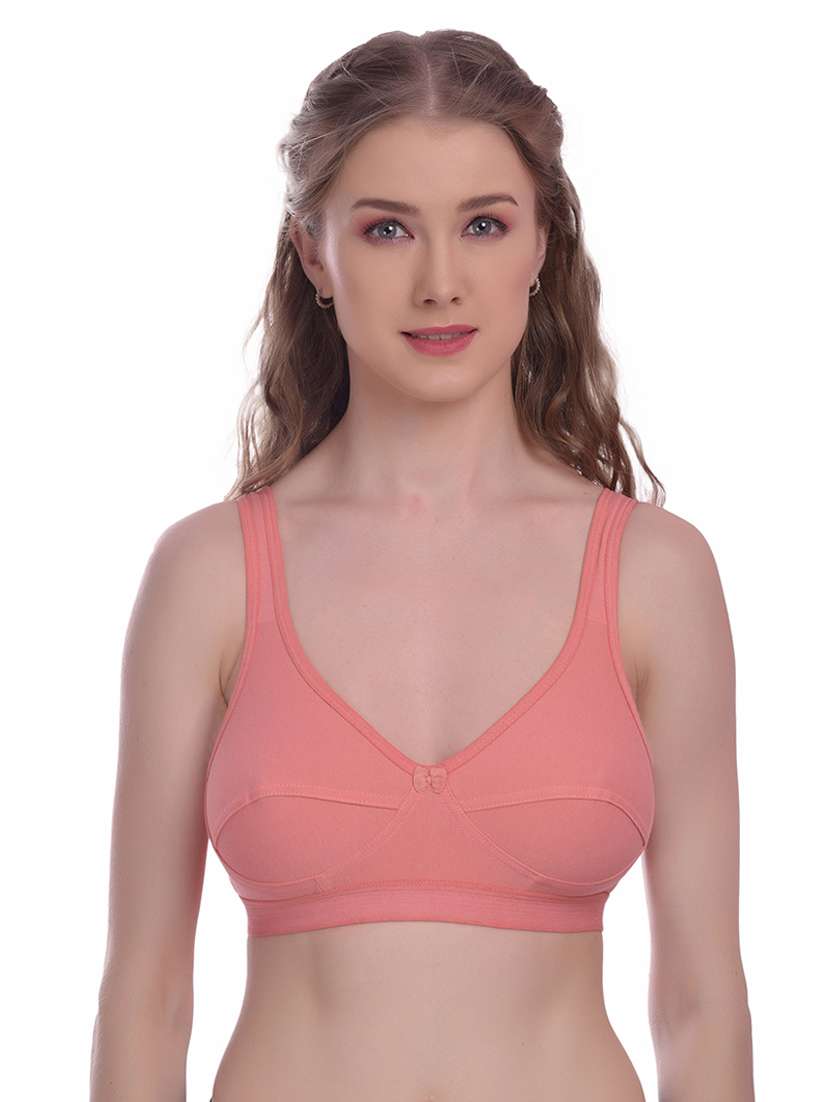 peach solid sports bra
