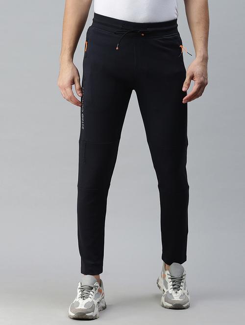 navy blue solid full length track pant - 18339885 - Standard Image - 0