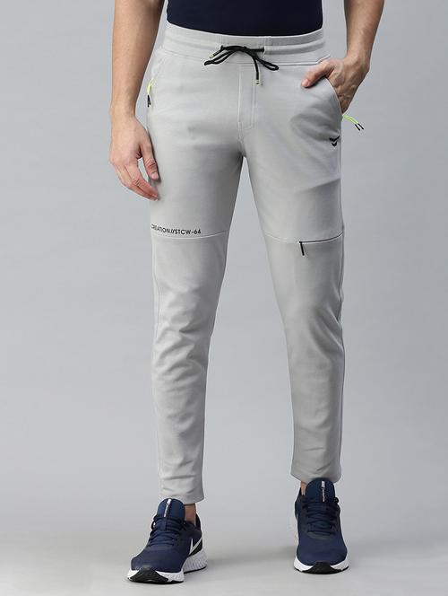 grey solid full length track pant - 18339903 - Standard Image - 0