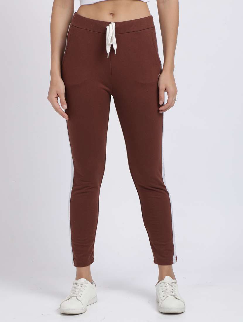 brown solid track pant