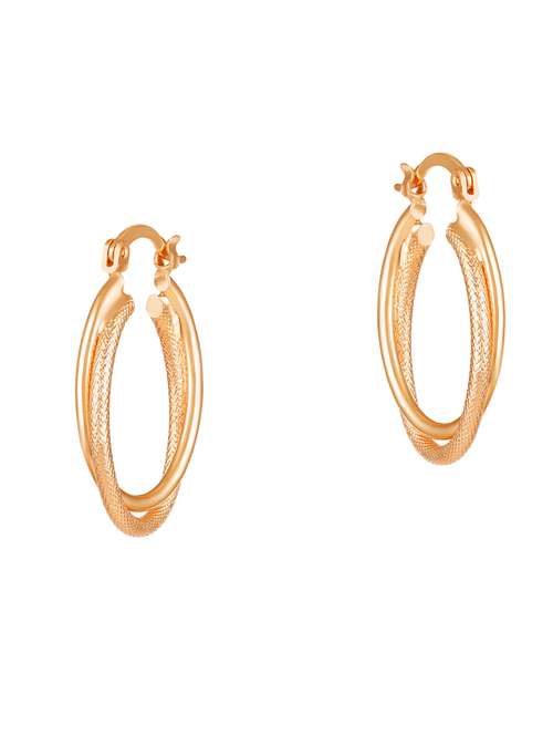 women gold pleated hoop earrings - 18340304 - Standard Image - 0