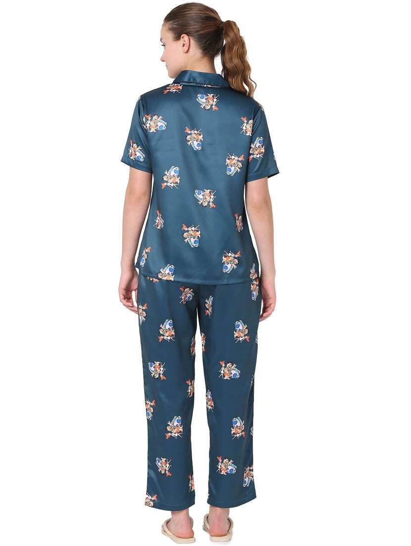shirt collar printed nightwear pajama set - 18340935 -  Standard Image - 2