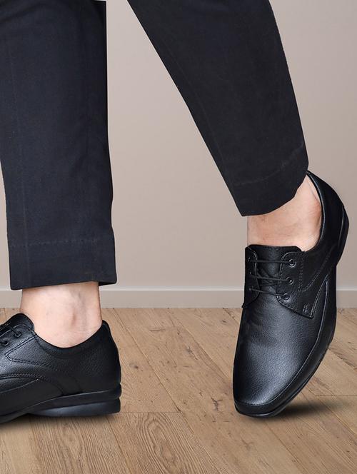 black leatherette laceup derbies - 18341019 -  Standard Image - 0