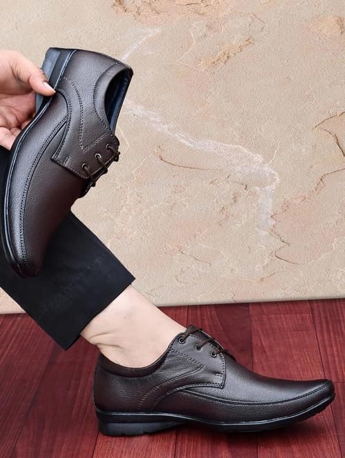 brown lace-up formal derby shoes - 18341020 - Standard Image - 0