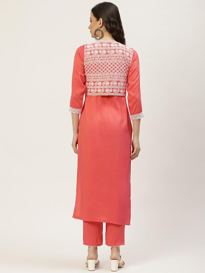 embroidered kurta pant set - 18341047 - Standard Image - 2