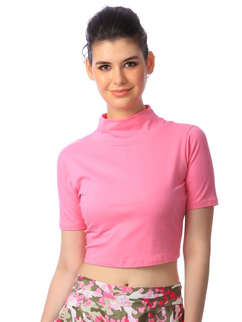 mock neck solid crop top - 18341261 -  Standard Image - 0