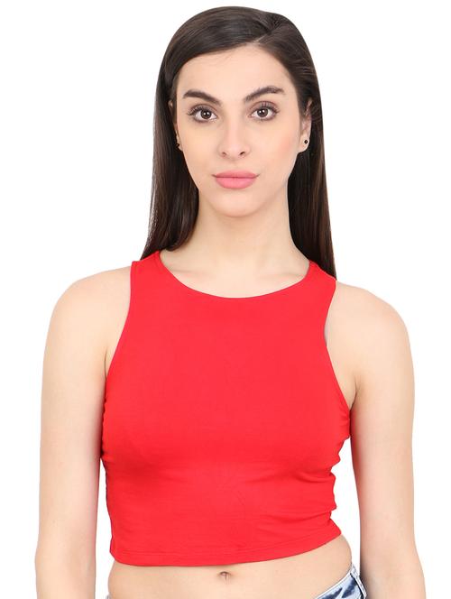 round neck solid crop top - 18341264 - Standard Image - 0