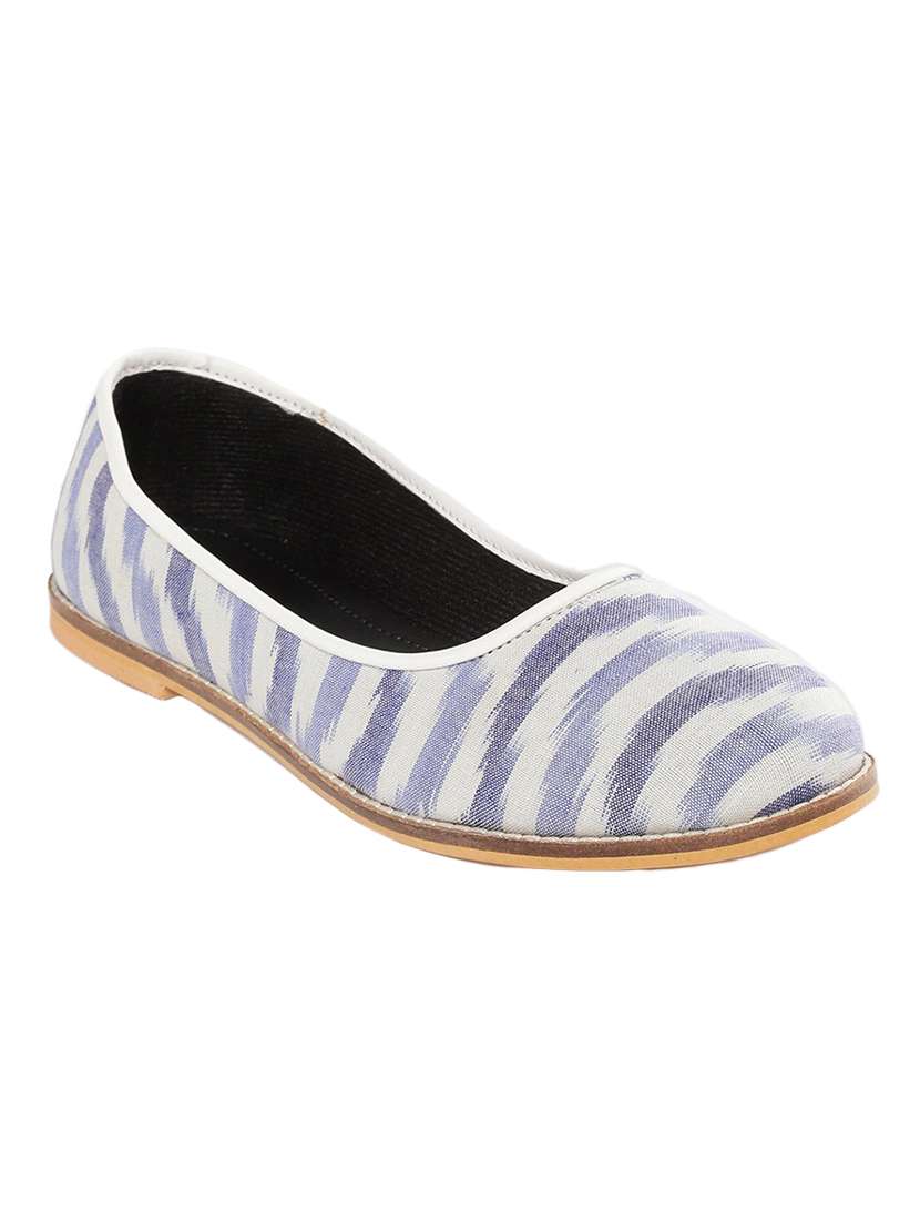 blue fabric slip on ballerina