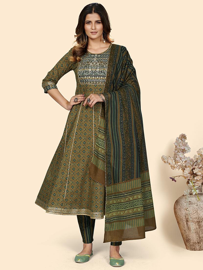 green anarkali suit set