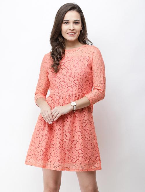 round neck solid a-line dress - 18341844 - Standard Image - 0