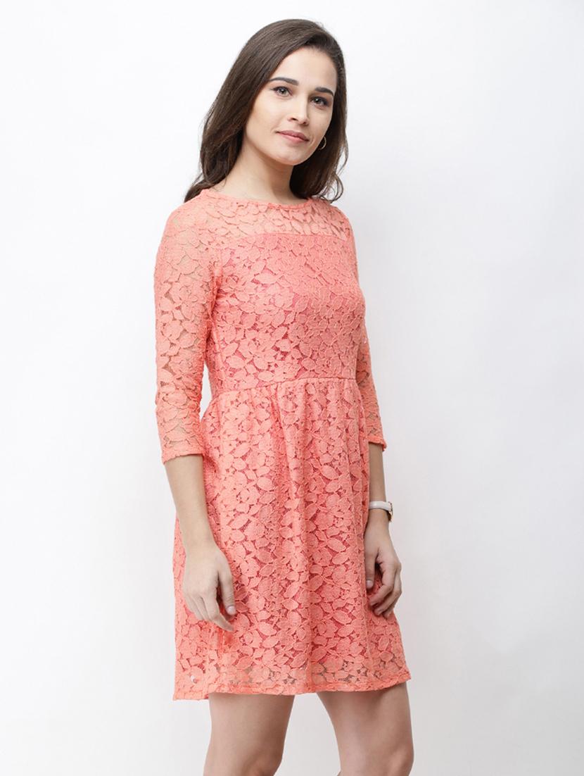 round neck solid a-line dress - 18341844 - Standard Image - 2