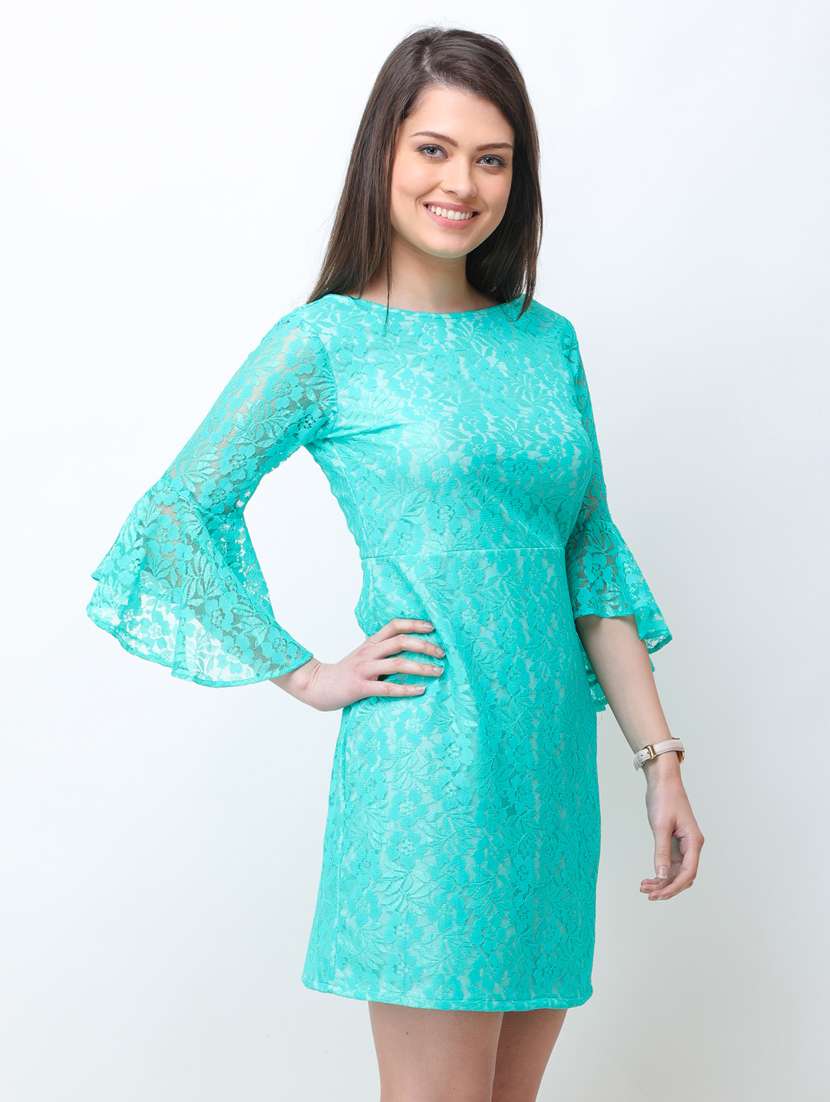 bell sleeved solid sheath dress - 18341962 -  Standard Image - 2