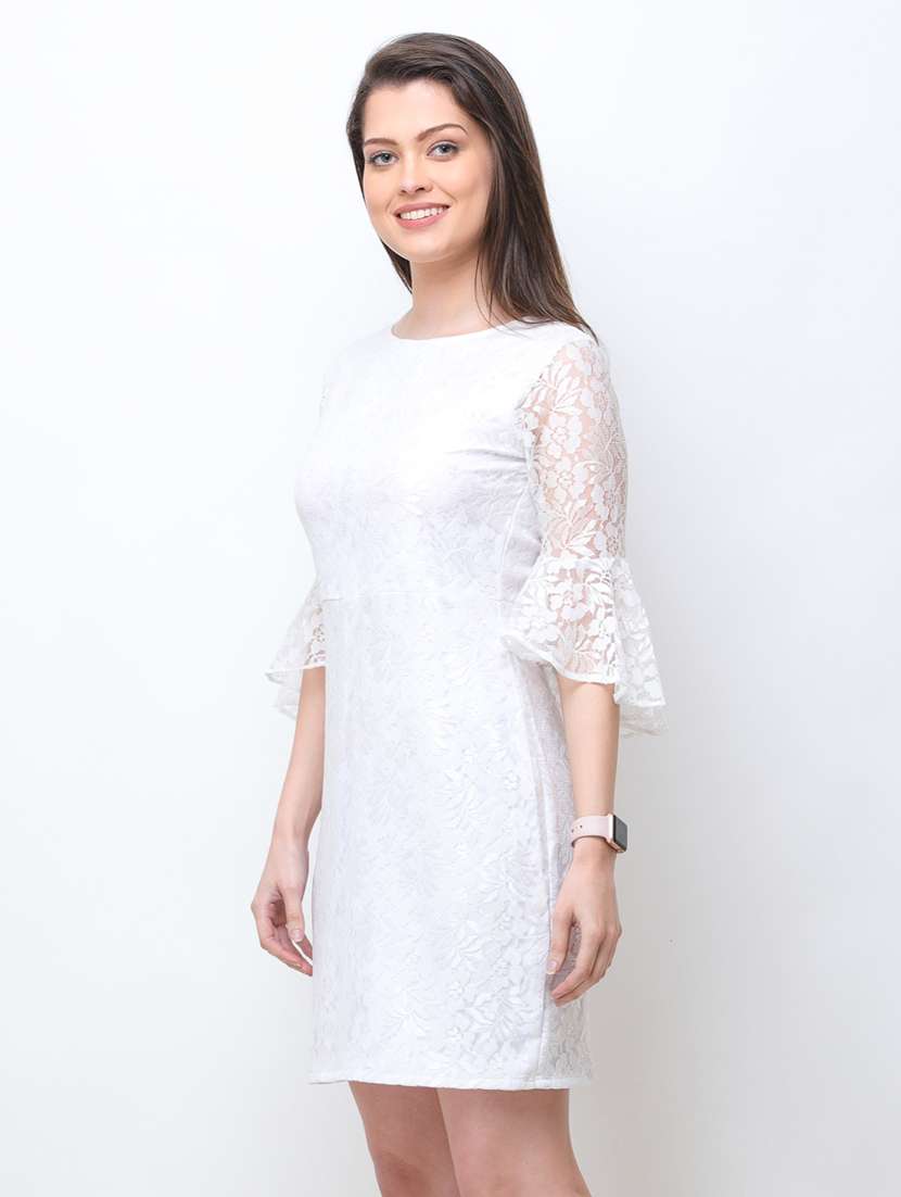 bell sleeved solid sheath dress - 18341964 -  Standard Image - 2