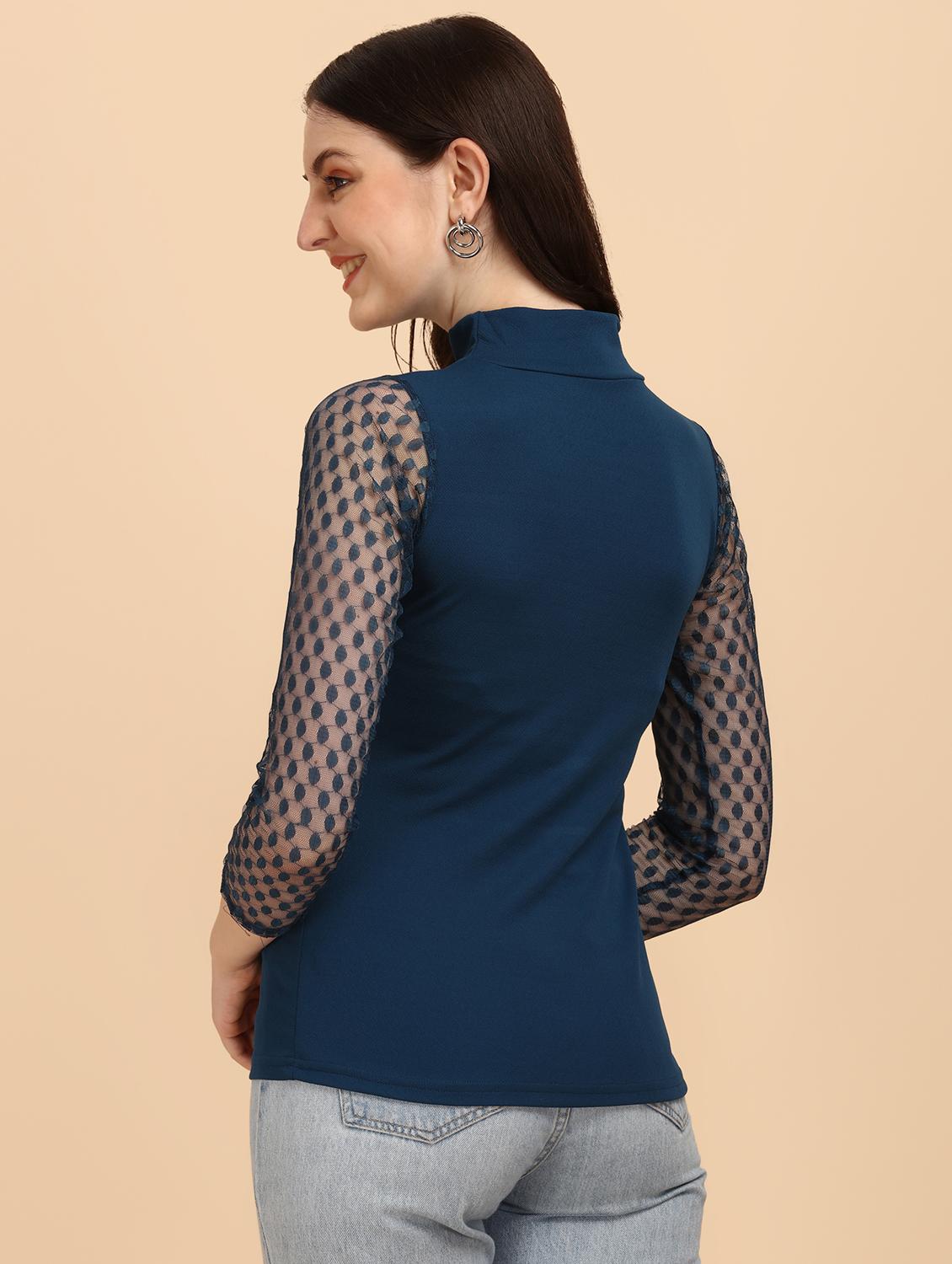 long-sleeved laced a line top - 18342035 - Standard Image - 2