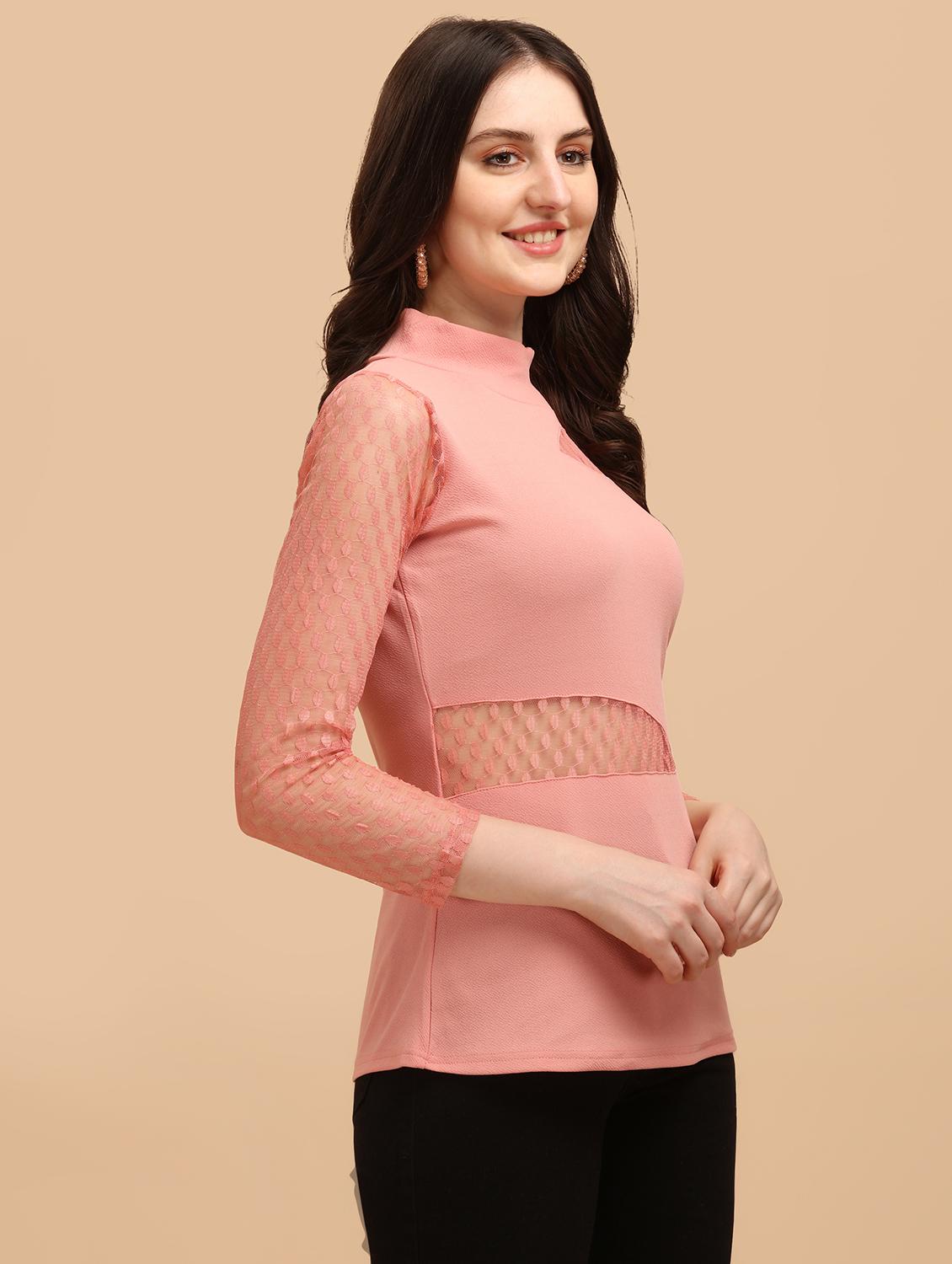 long-sleeved laced a line top - 18342038 - Standard Image - 2