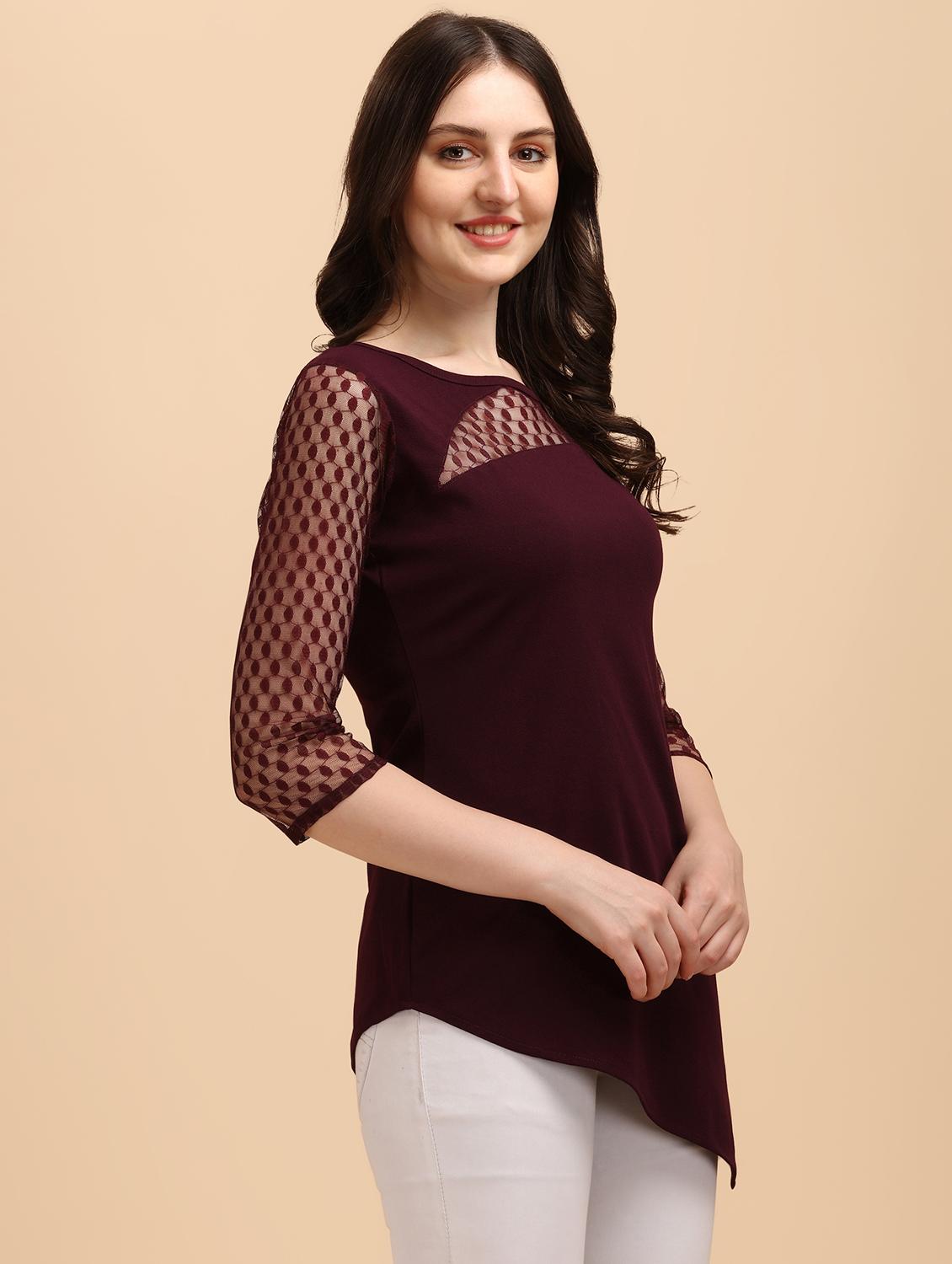 long-sleeved laced a line top - 18342049 - Standard Image - 2