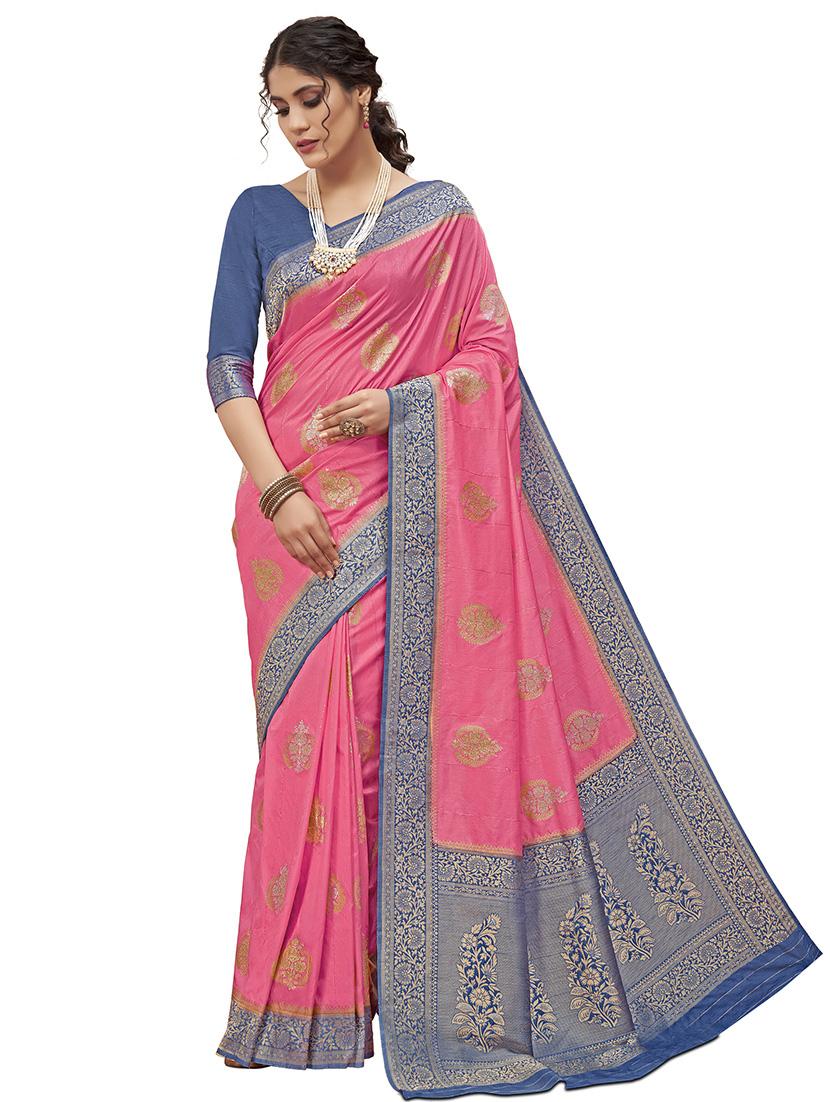 self design woven saree with blouse - 18342207 - Zoom Image - 0
