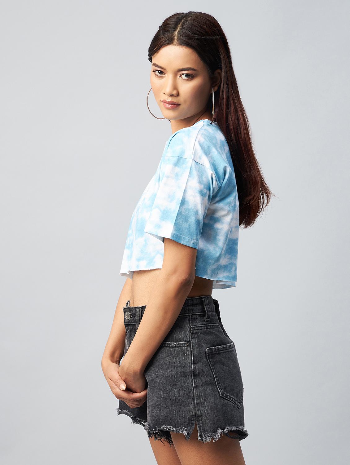crew neck tie & dye crop tee - 18343425 - Standard Image - 2