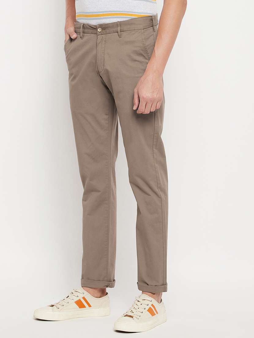 beige solid casual trouser - 18344680 -  Standard Image - 2