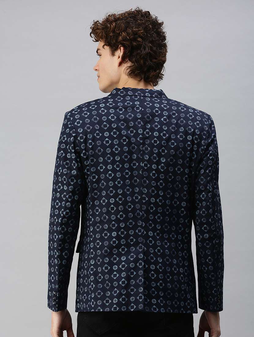 navy blue printed casual blazer - 18344815 -  Standard Image - 2