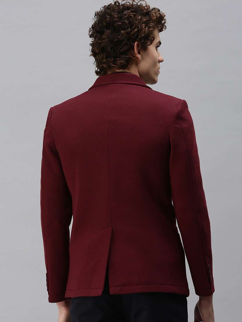 maroon solid casual blazer - 18344822 -  Standard Image - 2