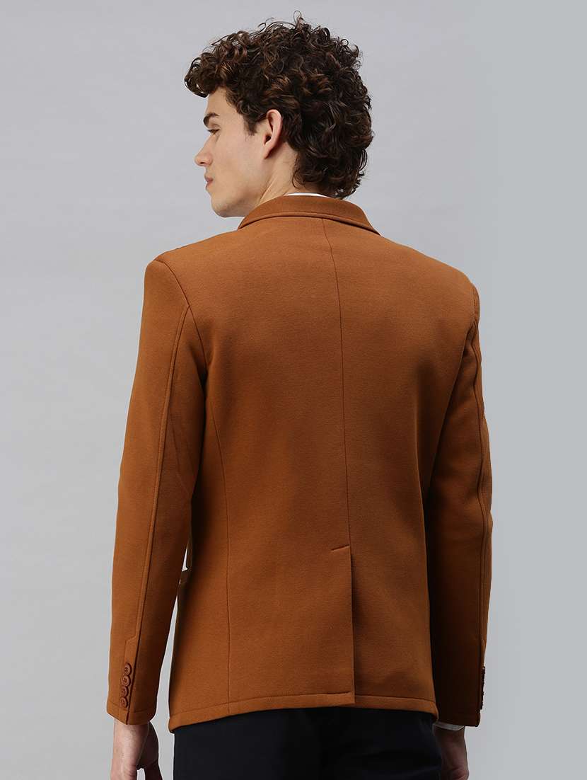 brown solid casual blazer - 18344830 -  Standard Image - 2