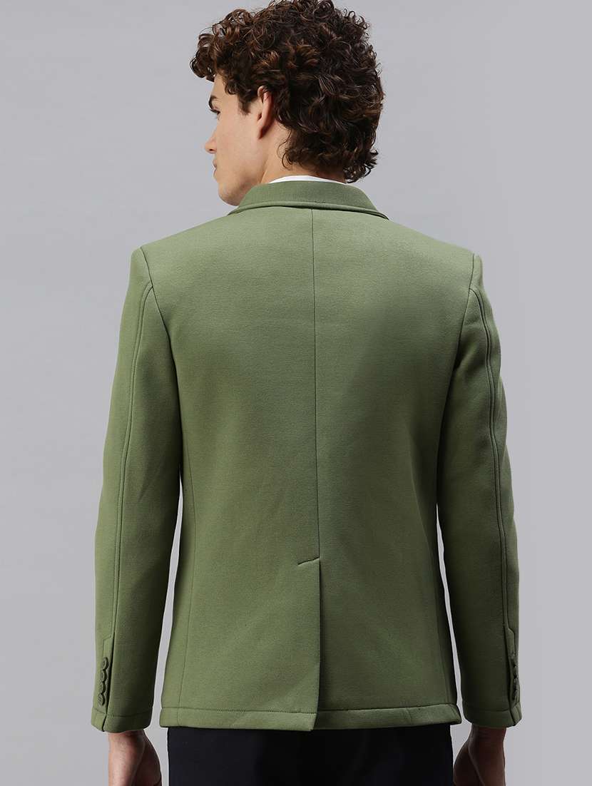 green solid casual blazer - 18344831 -  Standard Image - 2