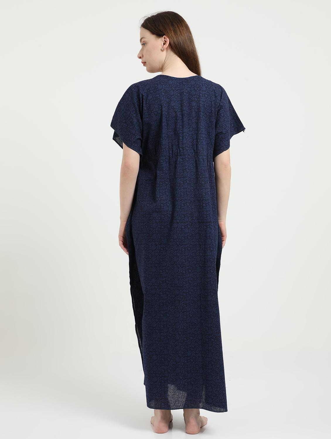 tie front printed nighty - 18345111 - Standard Image - 2