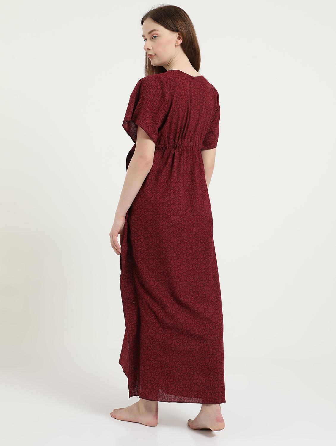 tie front printed nighty - 18345114 - Standard Image - 2