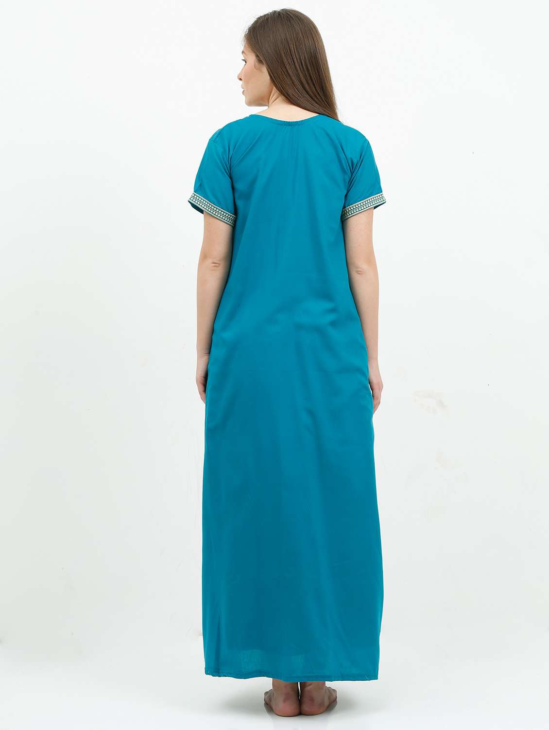 round neck embroidered detail nighty  - 18345141 -  Standard Image - 2