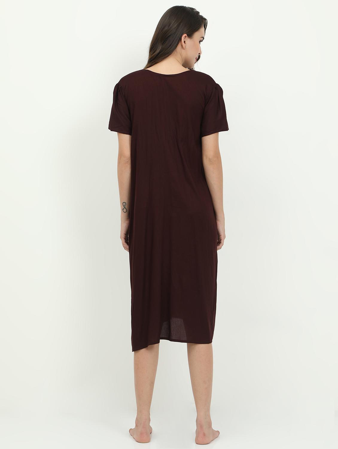 drawstring waist embroidered detail sleepshirt - 18345156 - Standard Image - 2