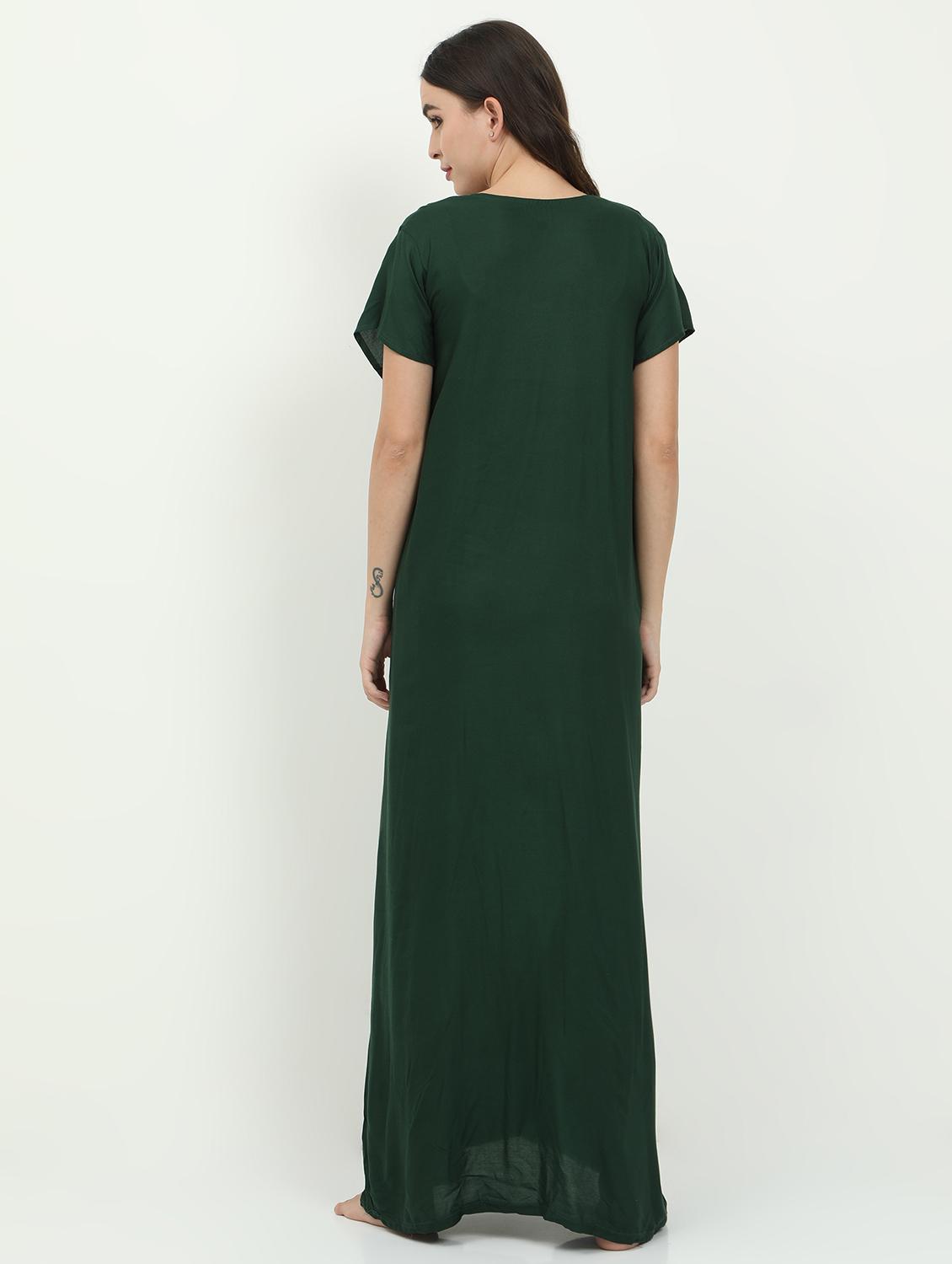 round neck embroidered detail nighty - 18345158 - Standard Image - 2