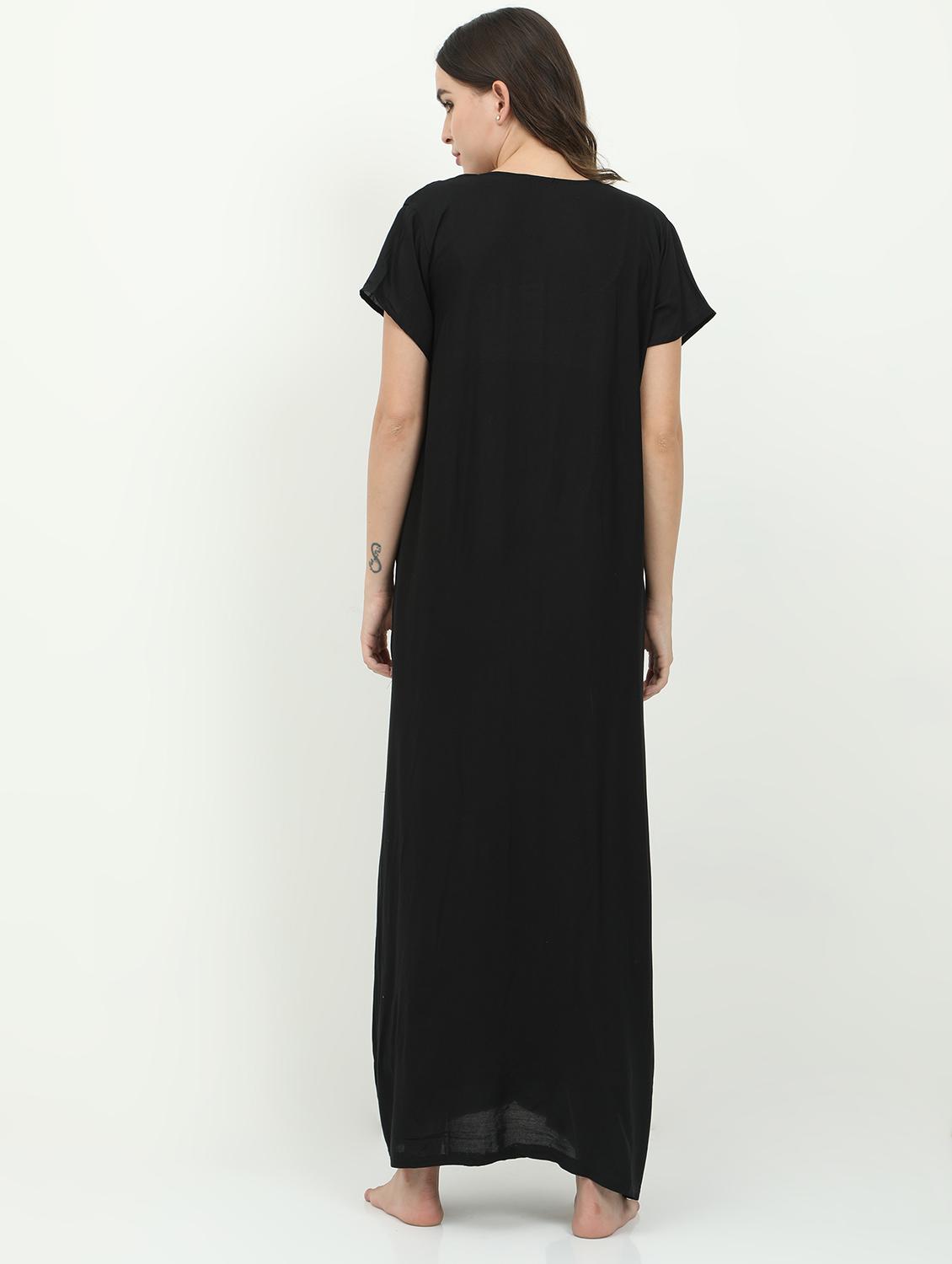 round neck embroidered detail nighty - 18345160 - Standard Image - 2