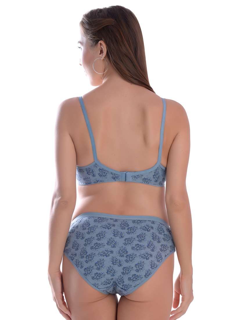 blue printed bra and panty set - 18345534 -  Standard Image - 2