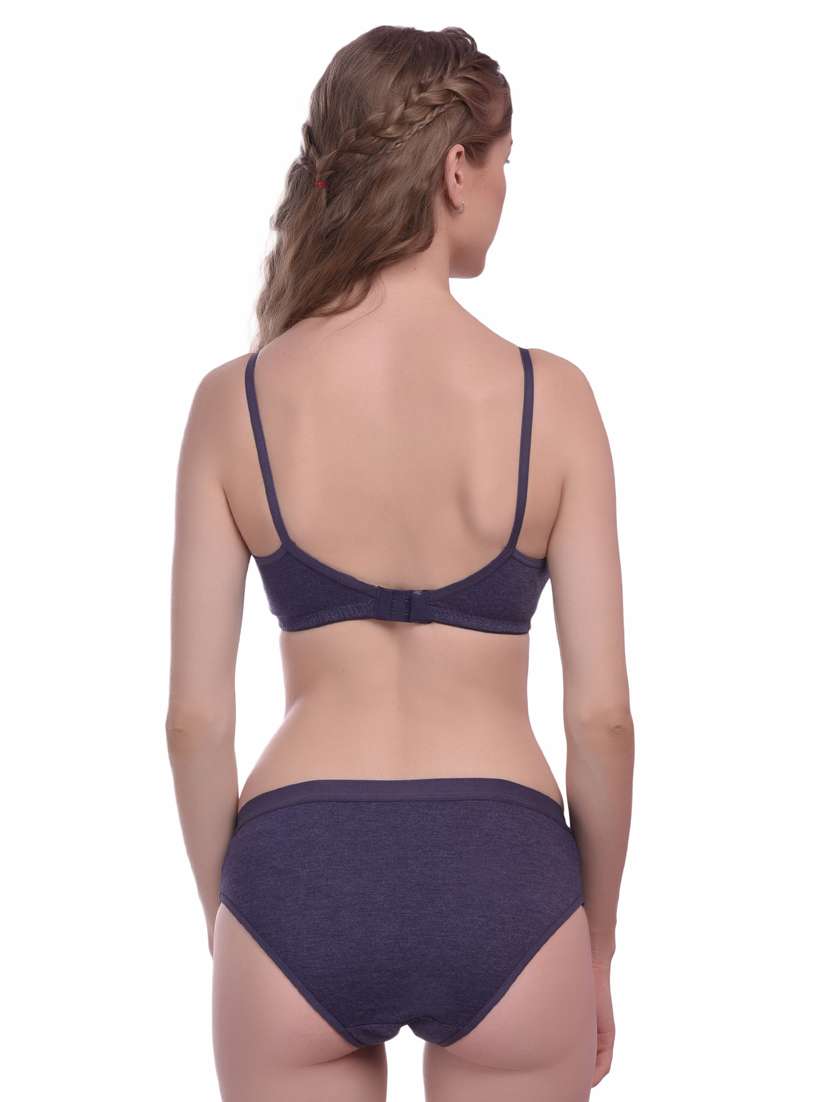 blue solid bra and panty set - 18345537 -  Standard Image - 2